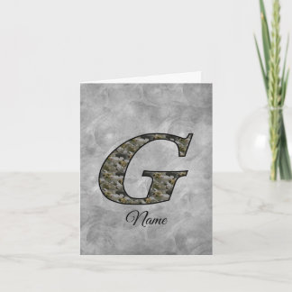 Monogram Initial G Hydrangea Flowers Personalized Note Card