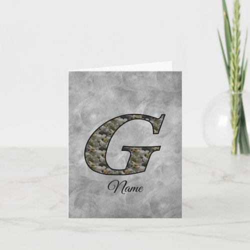 Monogram Initial G Hydrangea Flowers Personalized Note Card