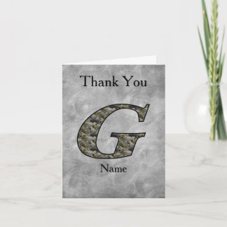Monogram Initial G Hydrangea Flowers Personalized Thank You Card