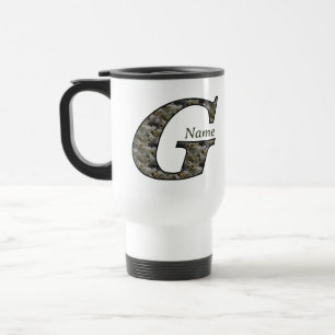 Monogram Initial G Hydrangea Flowers Personalized Travel Mug