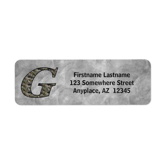 Monogram Initial G Hydrangea Return Address  Label (Front)