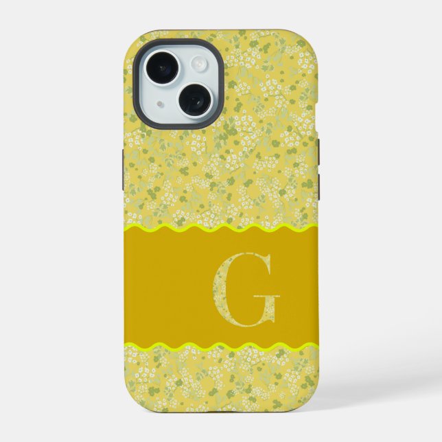 MONOGRAM INITIAL G YELLOW LITTLE FLOWERS IPHONE CASE (Back)