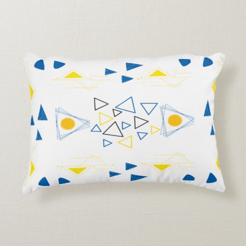 Monogram Initial Geometric modern Triangles Patten Accent Pillow