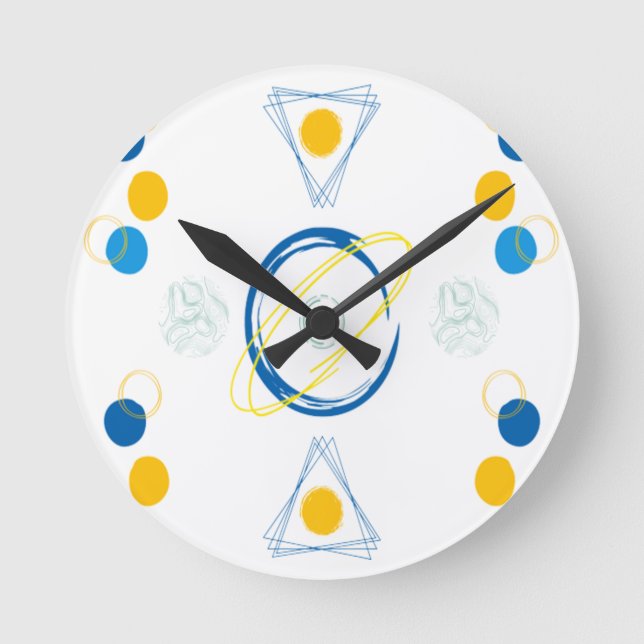 Monogram Initial Geometric modern Triangles Patter Round Clock (Front)