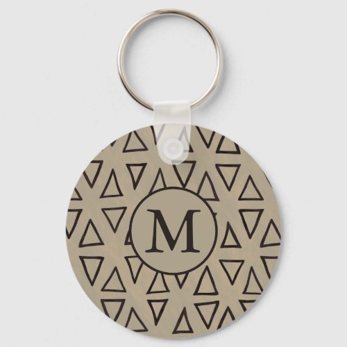 Monogram Initial Geometric Pattern Keychain