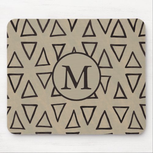 Monogram Initial Geometric Pattern Mouse Pad