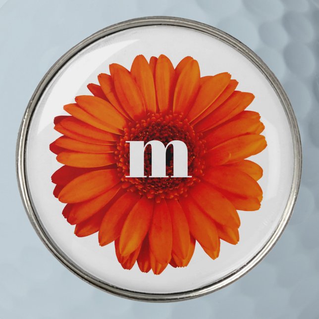 Monogram Initial Gerbera Daisy Golf Ball Marker (Creator Uploaded)