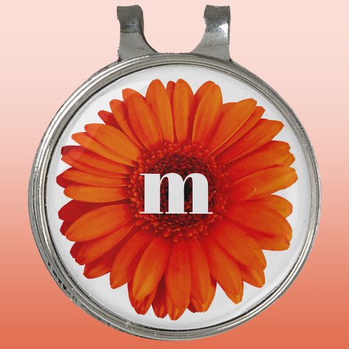 Monogram Initial Gerbera Daisy Golf Hat Clip