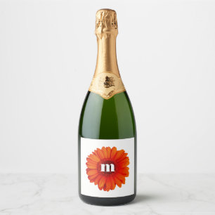 Monogram Initial Gerbera Daisy Sparkling Wine Label