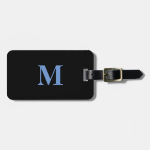 Monogram Initial Gift Favor Cornflower Blue Black Luggage Tag