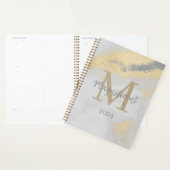 Monogram Initial Gold and Gray Marble 2024 Undated Planner (Display)