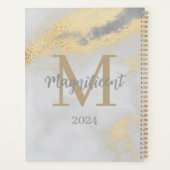 Monogram Initial Gold and Gray Marble 2024 Undated Planner (Back)