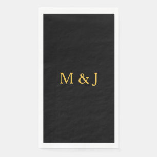 Monogram Initial Gold Black Custom Name Modern Paper Guest Towels