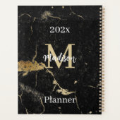 Monogram Initial Gold Black Marble Undated 2024 Planner (Back)