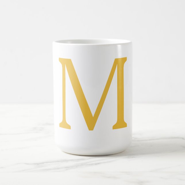 Monogram Initial Gold Golden Yellow Custom Name  Coffee Mug (Center)