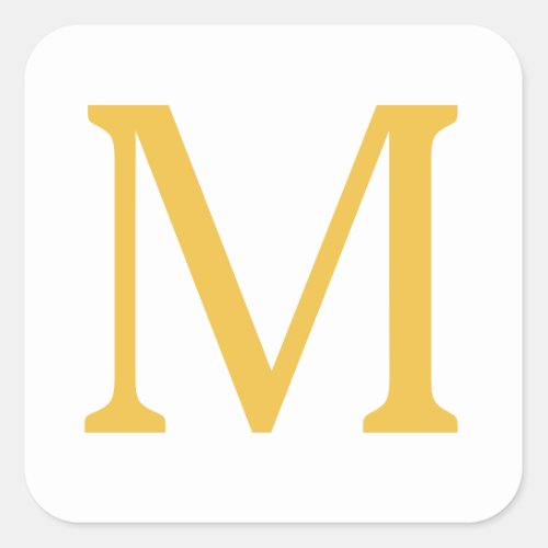 Monogram Initial Gold Golden Yellow Custom Name  Square Sticker