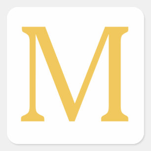 Monogram Initial Gold Golden Yellow Custom Name  Square Sticker