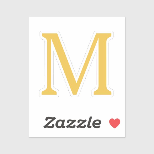 Monogram Initial Gold Golden Yellow Custom Name  Sticker (Sheet)