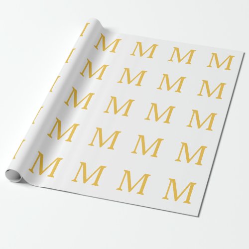 Monogram Initial Gold Golden Yellow Custom Name  Wrapping Paper