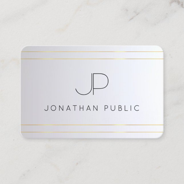 Monogram Initial Gold Silver Elegant Template Business Card (Front)