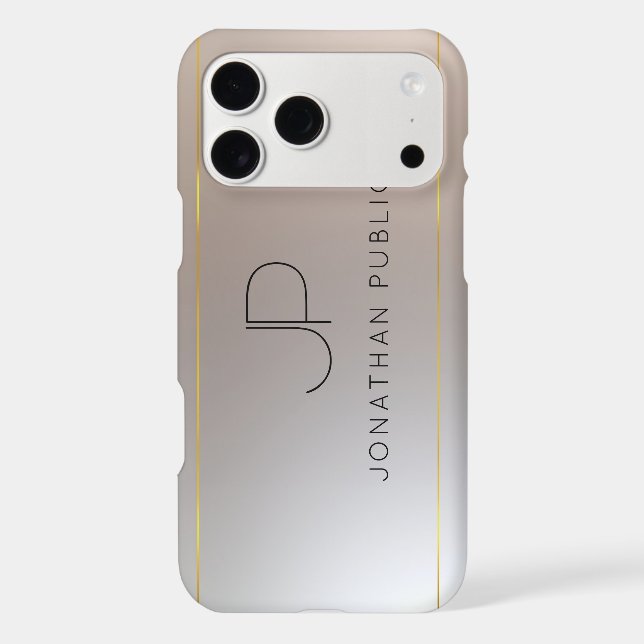 Monogram Initial Gold Silver Look Elegant Template Iphone Case (Back)