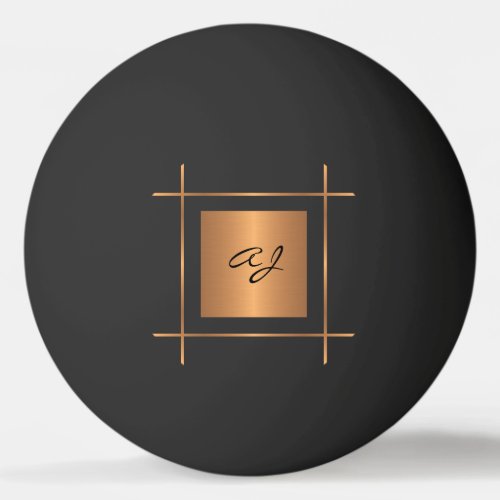 Monogram initial gold typography script black ping pong ball