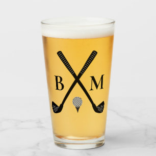 Monogram Initial Golf Club Elegant Template Beer Glass