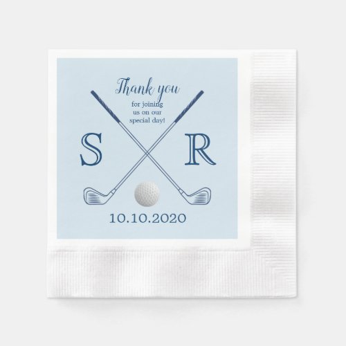 Monogram Initial Golf Clubs Cocktail Party Napkins