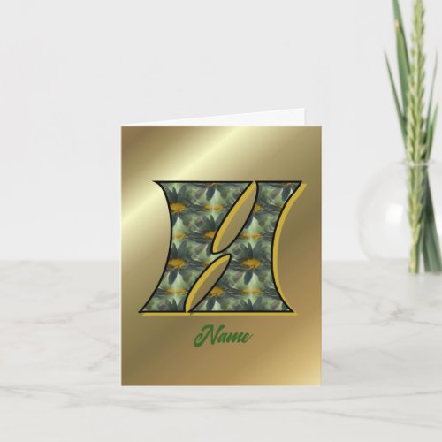 Monogram Initial H Daisies Art Personalized Note Card