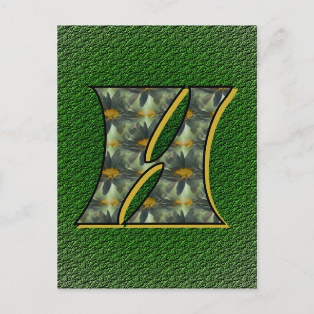 Monogram Initial H Daisies Flower Art Postcard (Front)