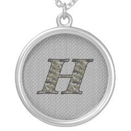 Monogram Initial H Hydrangea Floral Necklace
