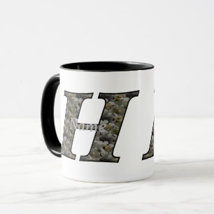 Monogram Initial H Hydrangea Flowers Personalized Mug