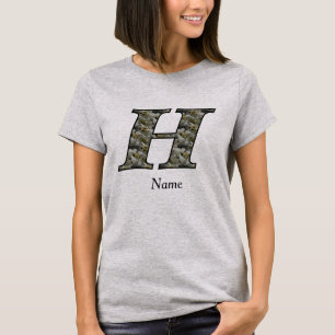 Monogram Initial H Hydrangea Flowers Personalized T-Shirt