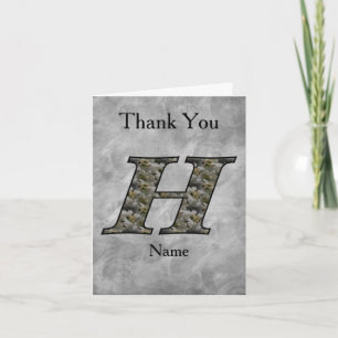 Monogram Initial H Hydrangea Flowers Personalized Thank You Card