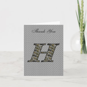 Monogram Initial H Hydrangea Thank You Card