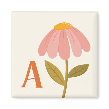 Monogram Initial Hand Drawn Floral Illustration