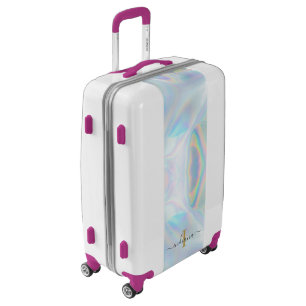 Monogram Initial Holographic Modern Travel Luggage