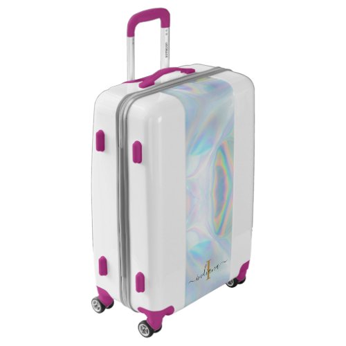 Monogram Initial Holographic Modern Travel Luggage