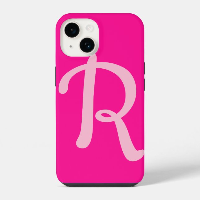 Monogram Initial Hot Pink Iphone Case (Back)