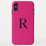 Monogram Initial Hot Pink Solid Color Girly Iphone Xs Max Case at Zazzle