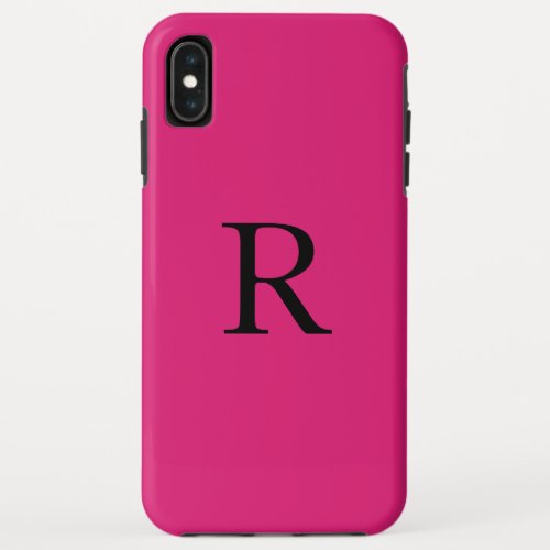 Monogram Initial Hot Pink Solid Color Girly iPhone XS Max Case