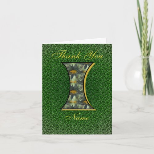 Monogram Initial I Daisies Art Personalized Thank You Card