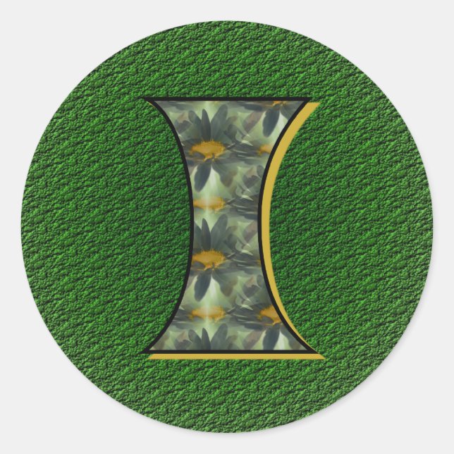 Monogram Initial I Daisies FlowerArt Classic Round Sticker (Front)