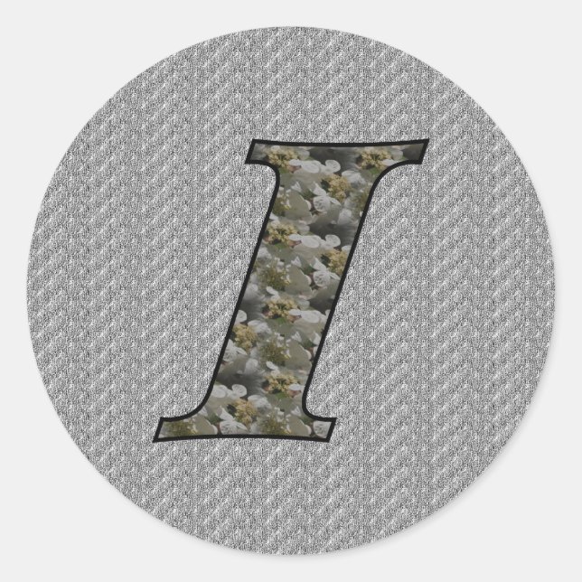 Monogram Initial I Hydrangea Flowers Classic Round Sticker (Front)