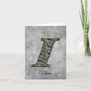 Monogram Initial I Hydrangea Flowers Personalized Note Card