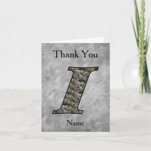 Monogram Initial I Hydrangea Flowers Personalized Thank You Card