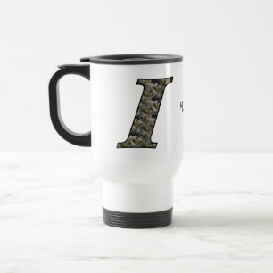 Monogram Initial I Hydrangea Flowers Personalized Travel Mug