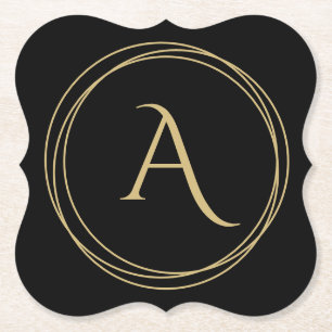 Monogram Initial in Circles Paper Coaster