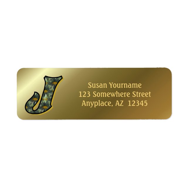 Monogram Initial J Daisies Art Return Address  Label (Front)