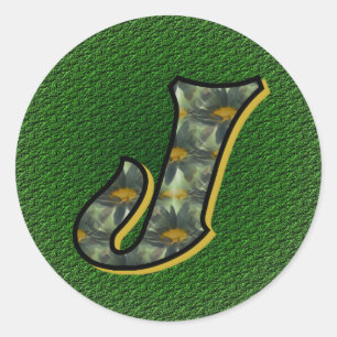 Monogram Initial J Daisies Flower Art Classic Round Sticker